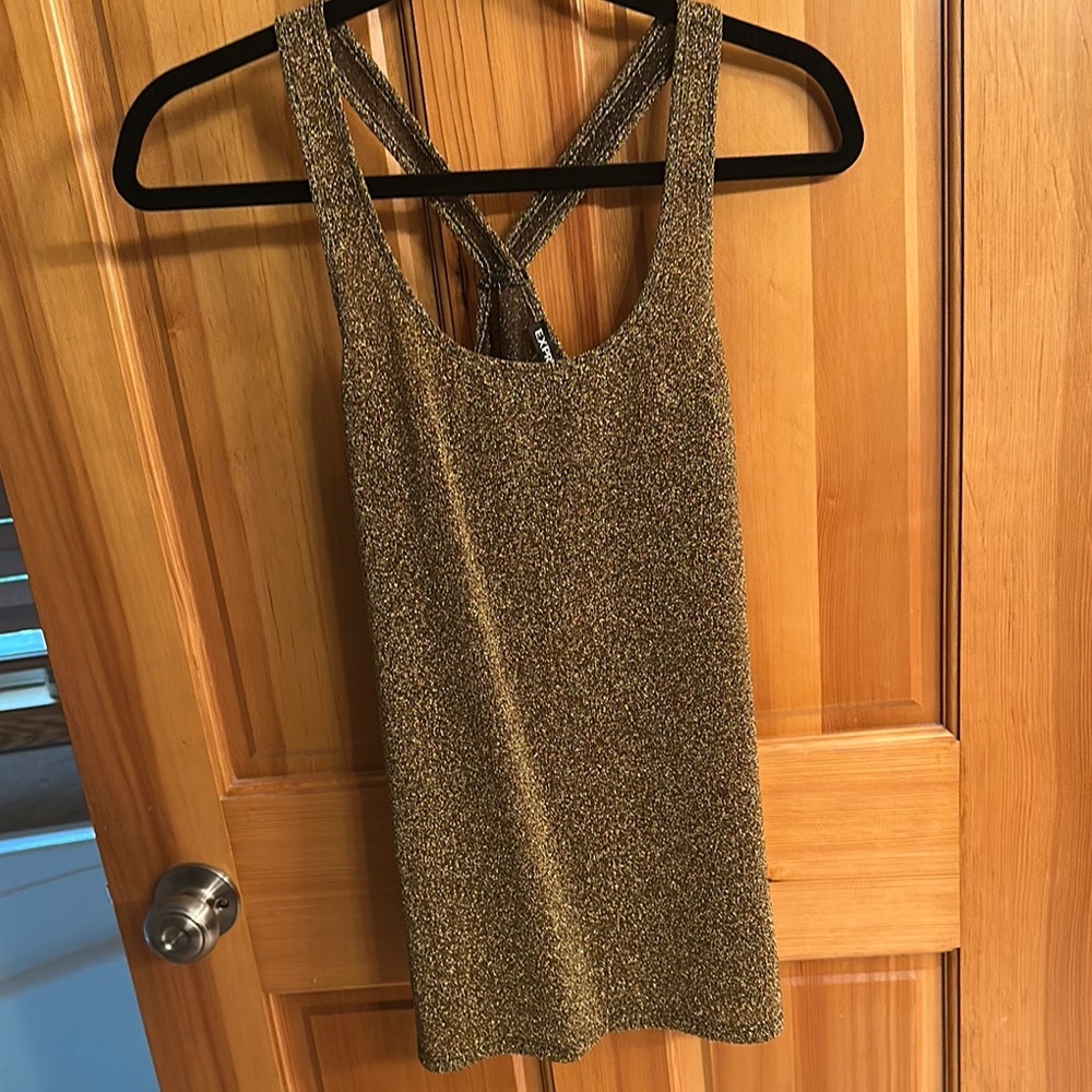 Express Gold Sleeveless Tank Top with Racerback